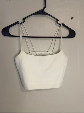 Gilly Hicks White Double-Strap Ribbed Crop Camisole